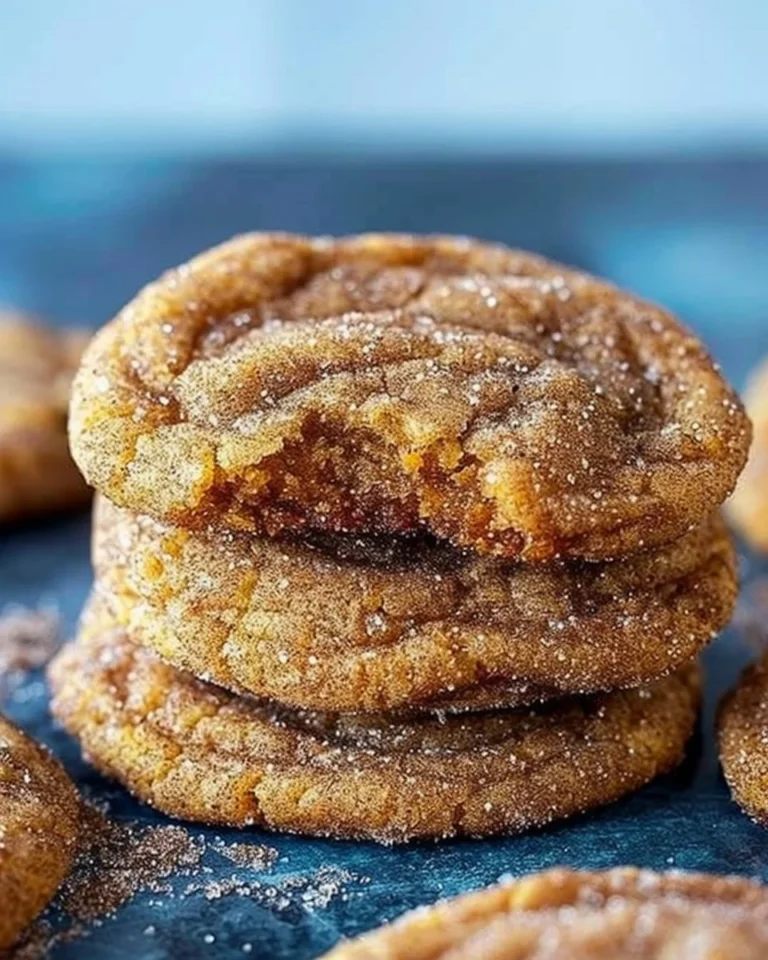Delicious Pumpkin Snickerdoodles cookies on a plate with cinnamon sugar