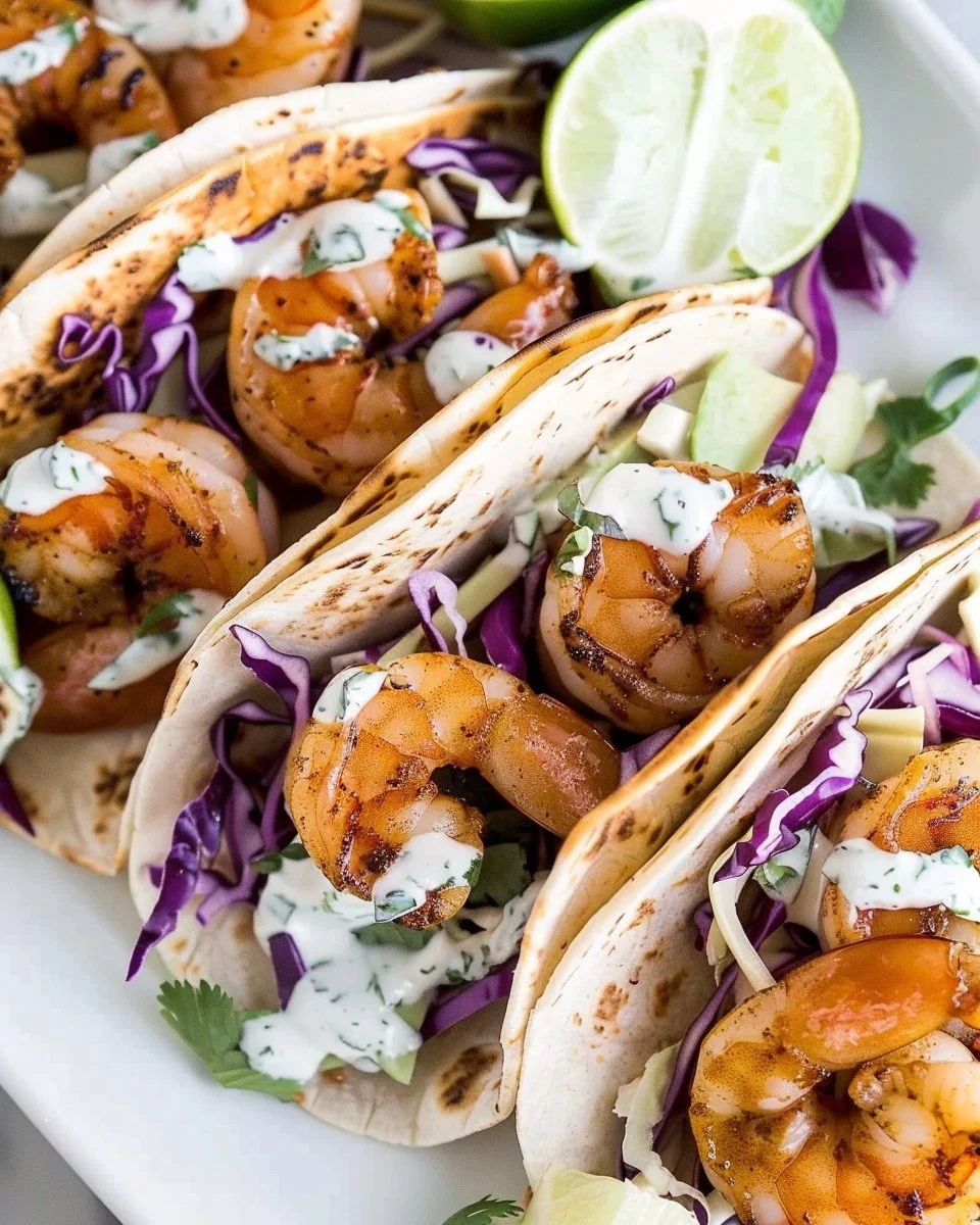 Quick and Easy Shrimp Tacos with Lime Crema Slaw