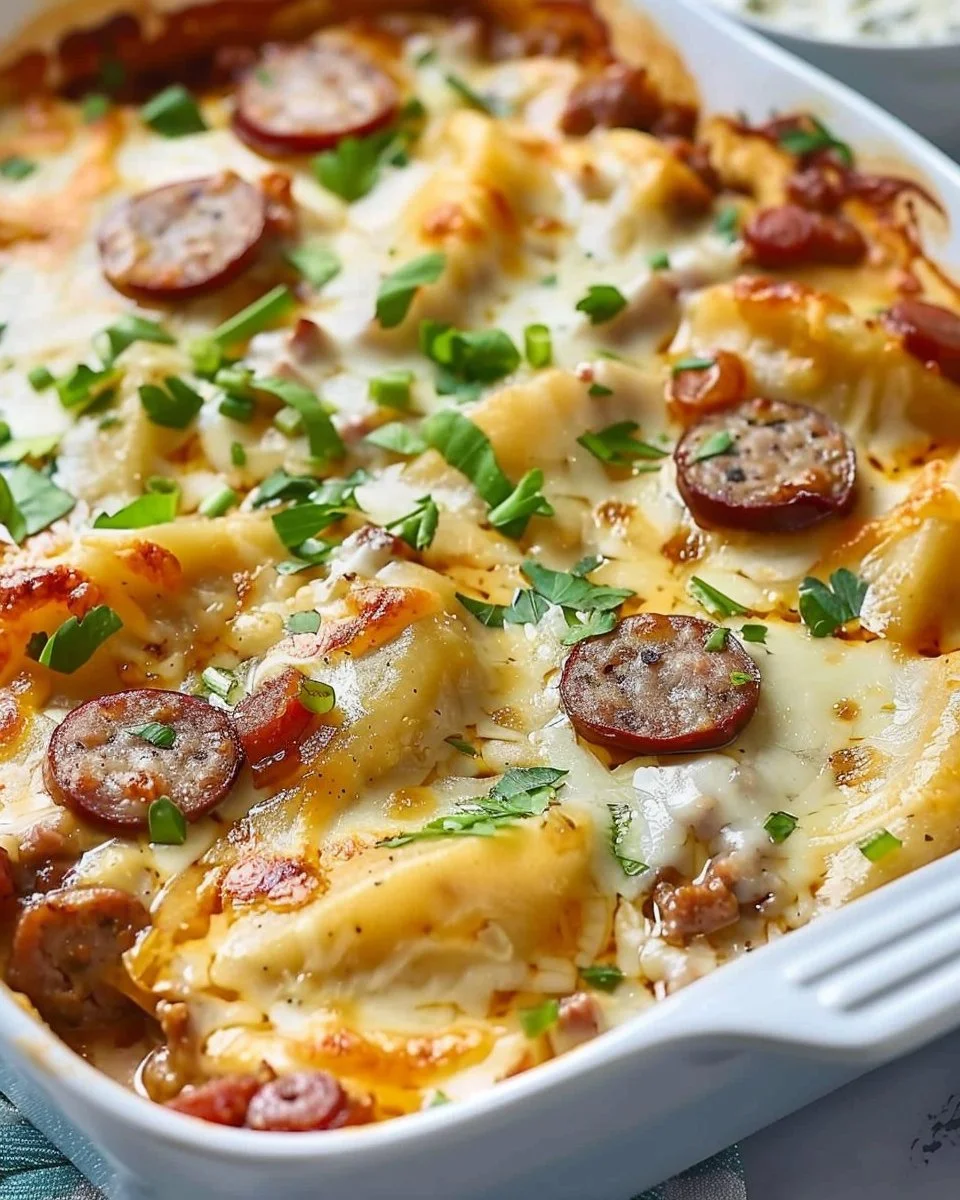 Pierogi Casserole with Sausage