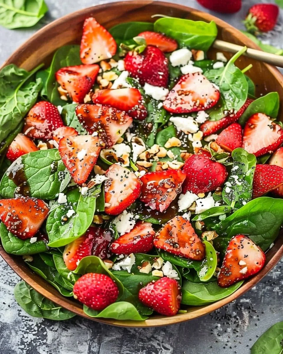 Spinach Strawberry Salad with Balsamic Poppyseed Dressing