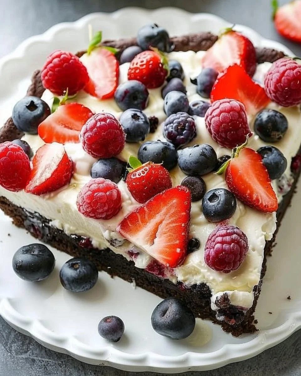 Summer Berry Brownie Pizza