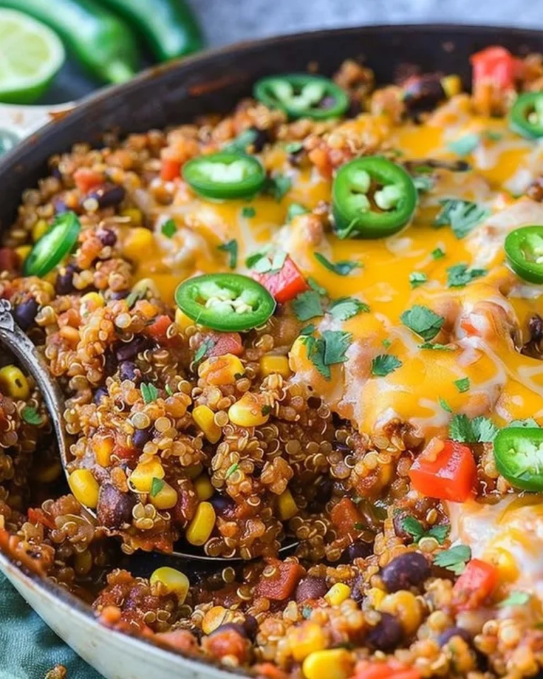 Taco-Style Black Bean Quinoa Skillet served in a colorful bowl with toppings.