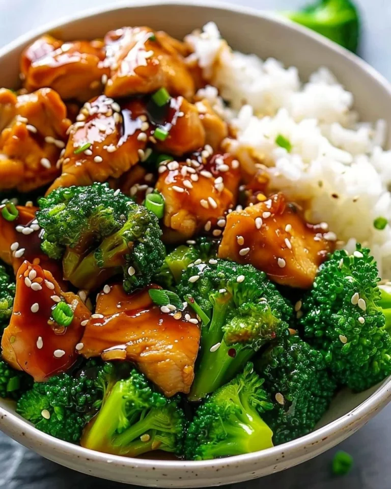 Teriyaki chicken with broccoli served on a white plate