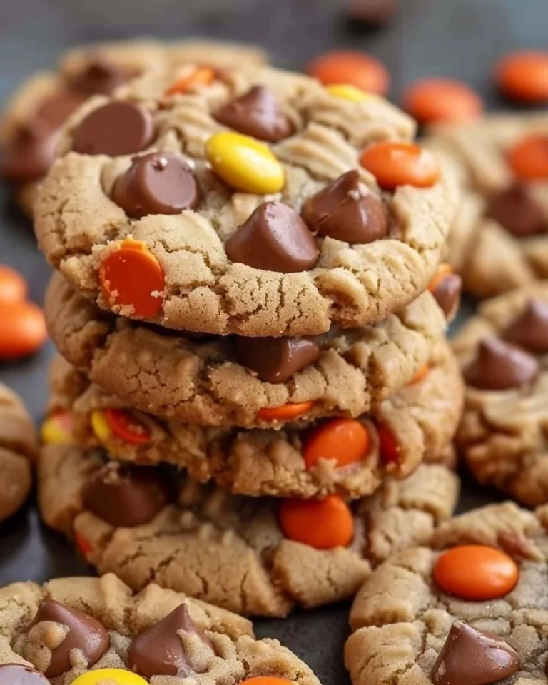 Delicious Reese's Peanut Butter Cookies stacked on a plate