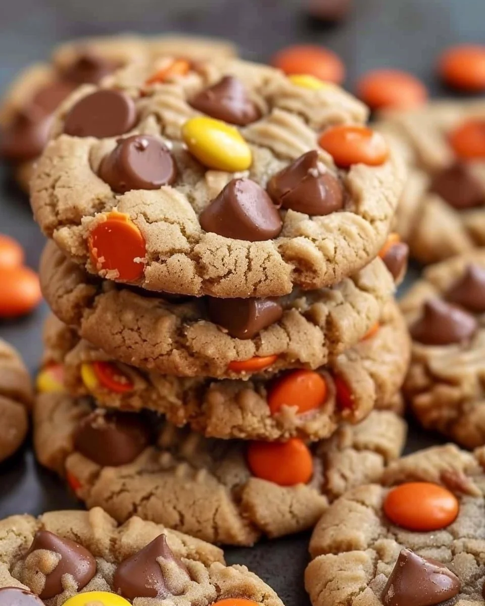 Delicious Reese's Peanut Butter Cookies stacked on a plate