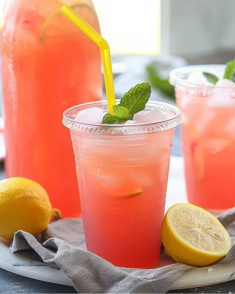 Refreshing glass of Watermelon Lemonade with mint garnish