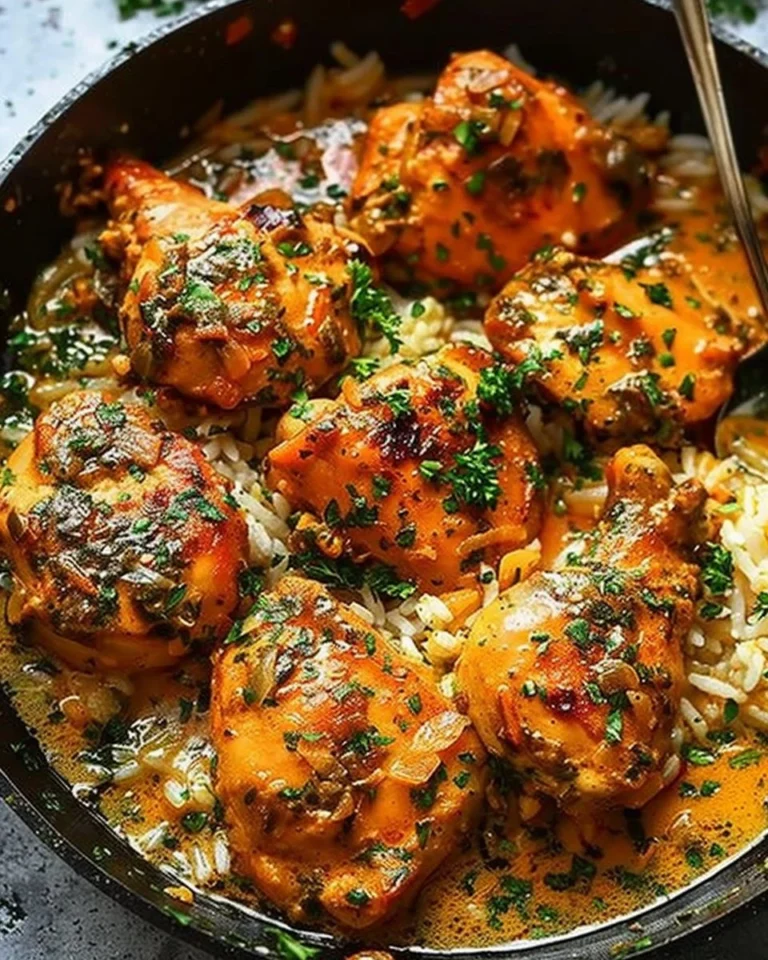 Delicious Garlic Butter Chicken served in a skillet with herbs and spices
