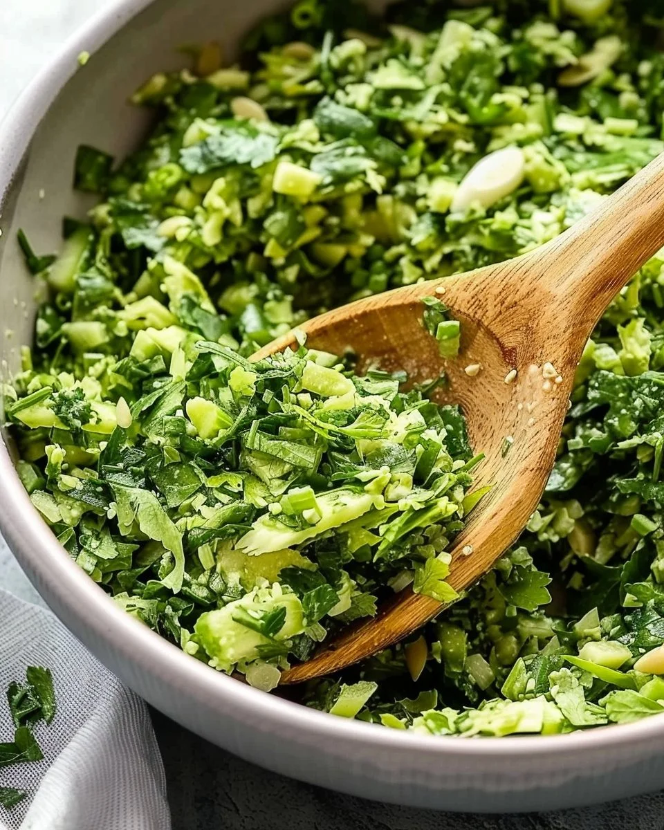 Fresh Green Goddess Salad with greens and creamy dressing