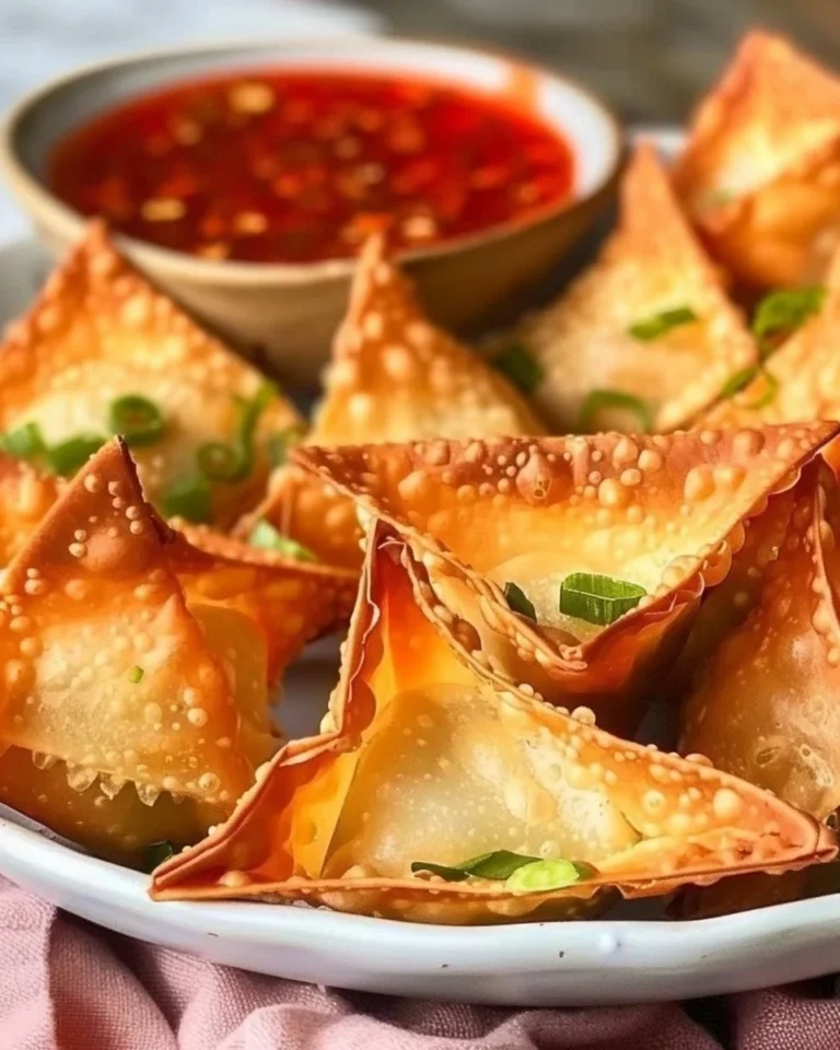 Delicious air fried crab rangoons served with dipping sauce.