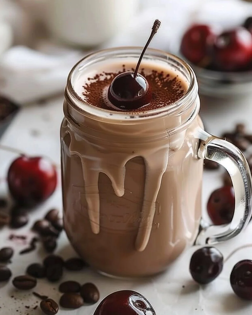 Black Forest Flavored Coffee Creamer in a coffee cup