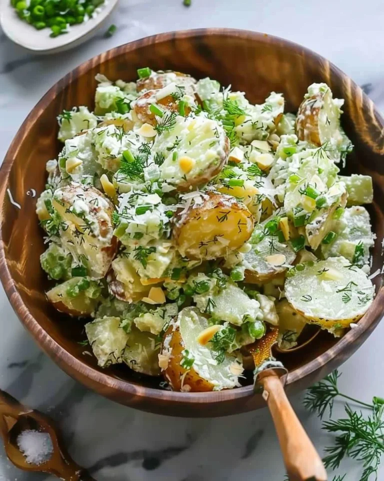 Viral Green Crispy Potato Salad recipe showcasing vibrant ingredients.