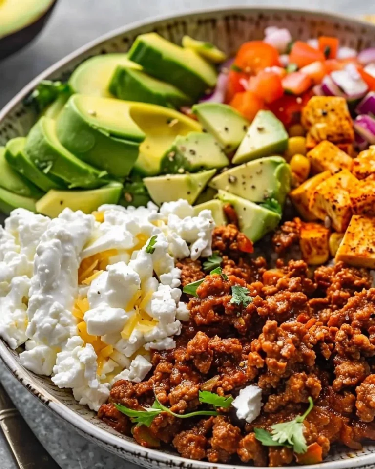 High-Protein Cottage Cheese Taco Bowl with fresh toppings