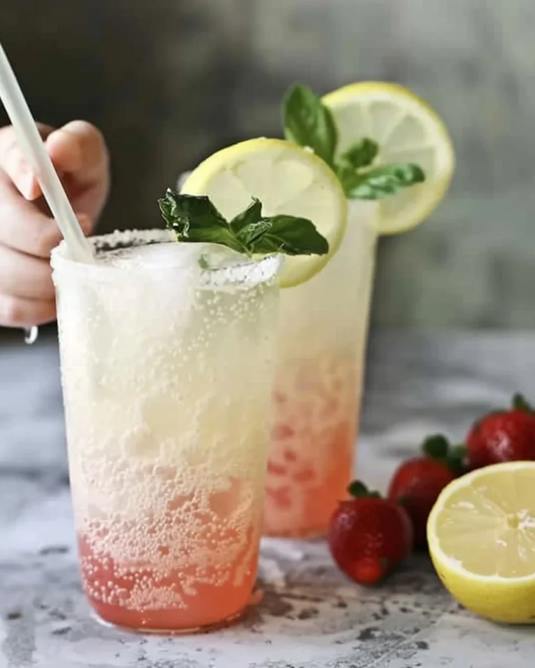 A vibrant glass of Italian Soda with colorful fruit garnishes