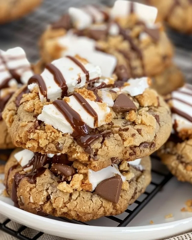 Delicious smores cookies with melted marshmallows and crunchy crumble topping