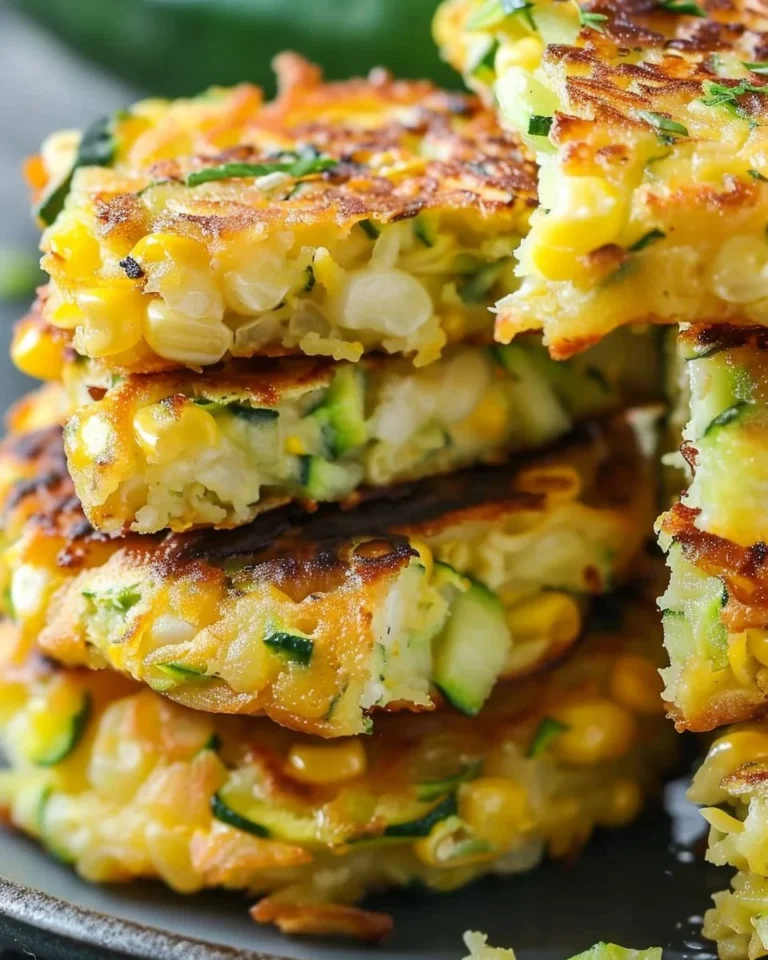 Delicious zucchini and corn fritters served on a plate