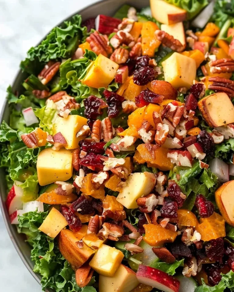 Colorful Autumn Chopped Salad with seasonal vegetables and nuts