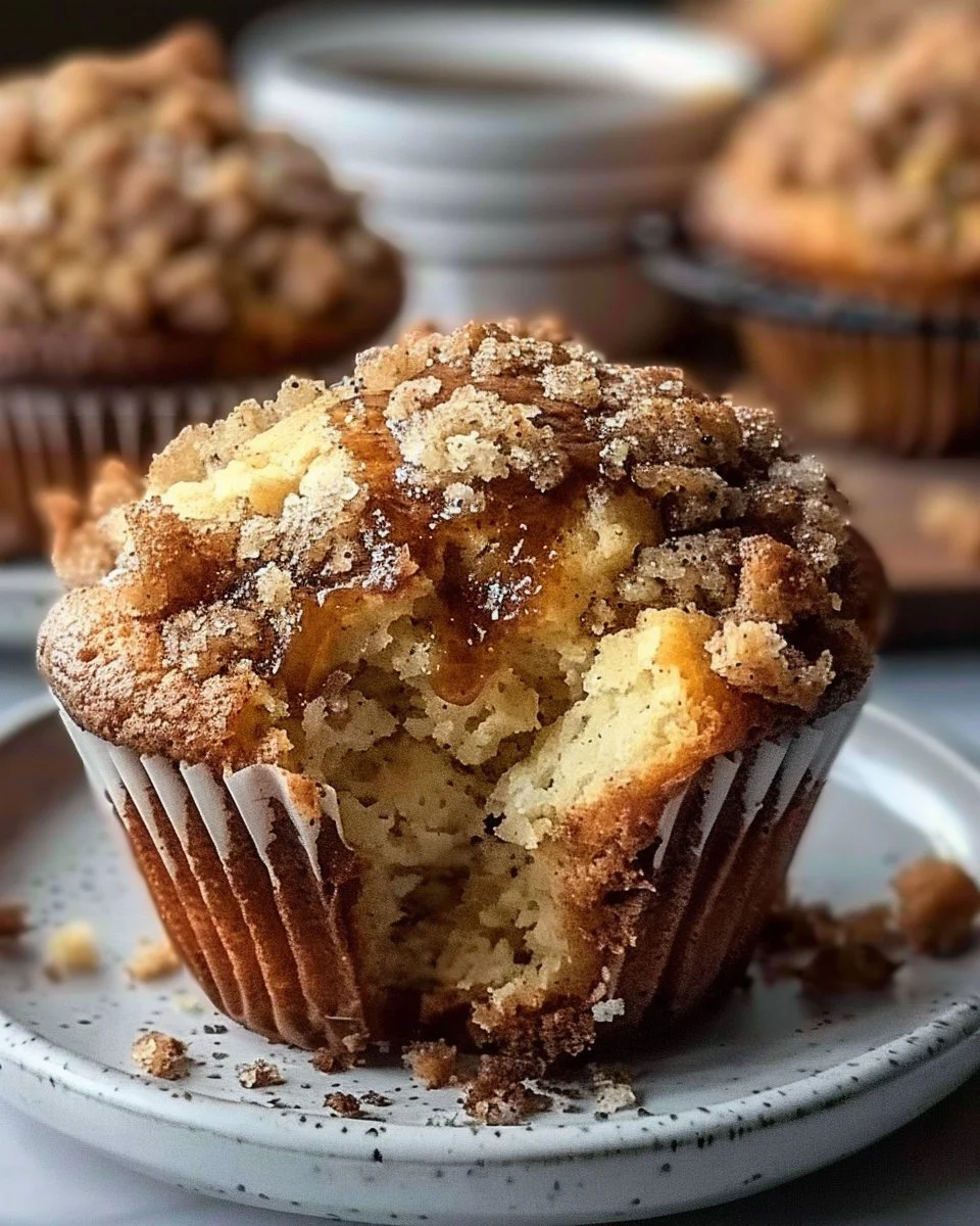 Delicious banana bread muffins with a coffee cake flavor on a plate