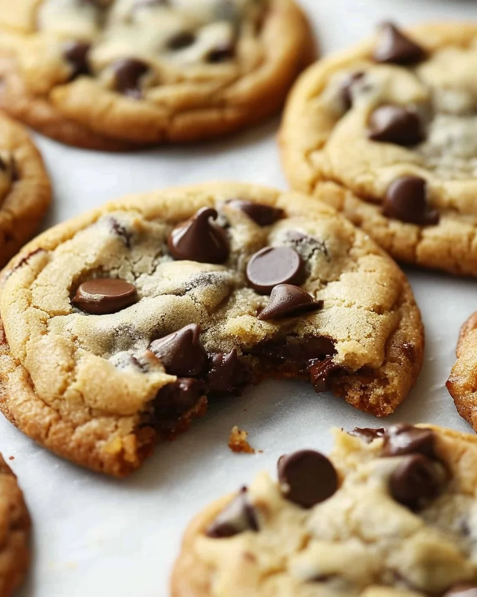 Freshly baked homemade chocolate chip cookies on a cooling rack.
