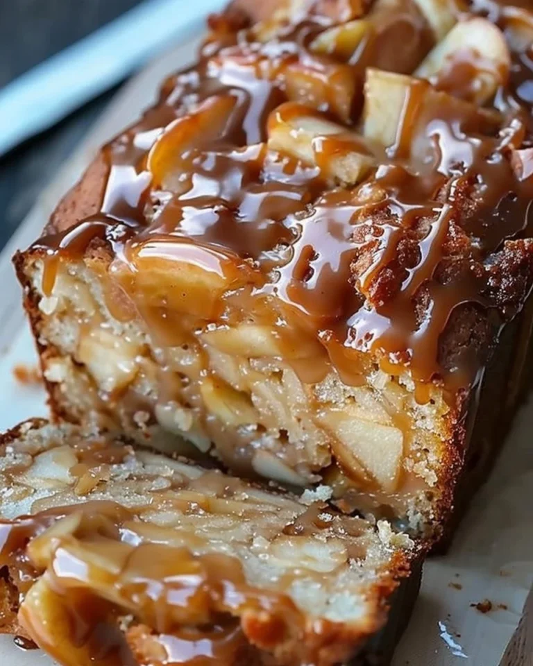Delicious salted caramel apple fritter bread fresh out of the oven